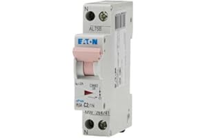 EATON 264741 PLG4-C2/1N - DISJONCTEUR MODULAIRE PH/N - Blanc - MANETTE ROSE - 1P+N / 2 A - COURBE C - Raccordement à vis