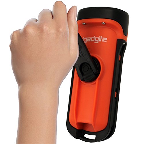igadgitz Xtra 5m Umweltfreundlich Wasserfest Solar & Dynamo Kurbel Aufladbar LED Taschenlampe Handlampe mit 5 Jahren Garantie - 3