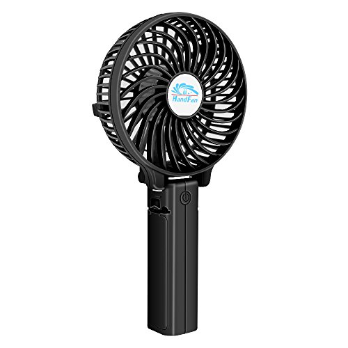 USB Ventilator BENGOO 18650 Akku Mini Handventilator Kleiner Lüfter, Faltbar Handlich Elektrisch Wiederaufladbar, Optimal für Mini-Chargeable Portable Laptop Schlafzimmer Büro Draußen Reisen Camping Picknicks, Schwarz