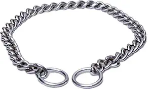 Sage Square Diamond Cut Chrome Plated Steel Choke Chain for Dogs (Medium) - 24 Inch with 2 Metal End Circles for Dog Tags