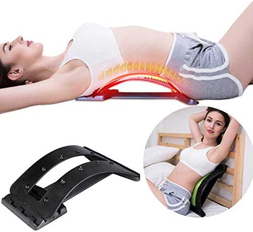 Back Stretcher, Womdee Stretcher Lumbar Support Device Massager Posture Corrector for Upper and Lower Back Pain Relief, Spinal Decompression with Magnetic Therapy