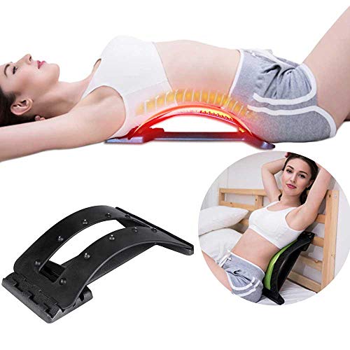 Back Stretcher, Womdee Stretcher Lumbar Support Device Massager Posture Corrector for Upper and Lower Back Pain Relief, Spinal Decompression with Magnetic Therapy