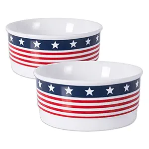 DII Bone Dry Patriotic Ceramic Pet Bowl for Food & Water with Non-Skid Silicone Rim for Dogs and Cats (Small - 4.25