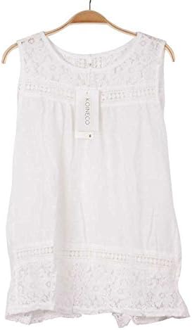 KOINECO Women's Open Back Lace Crochet White Tank Tops