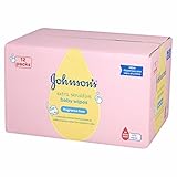 Johnson's Baby Extra Sensitive Fragrance Free Wipes - Pack of 12, Total 672 Wipes