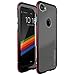Produktbild wowaswill iPhone 7/8 Hülle (Rot+Schwarz),[mit Halbdurchsichtiger Backplate] Hitfarbe CNC Alu Bumper Hart Backcover für iPhone 7/8 (4,7 Zoll), Stoßfest Schlank Hard Cover Schutzhülle