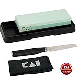 ✅ + KAI-Kombi Schleifstein 400/1000 mit Auffangbecken, Shun-Serie + KAI-Pflegetuch für die perfekte Pflege ihrer japanischer Messer