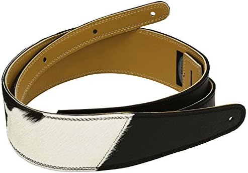 Pete Schmidt Handcrafted Leather Guitar Strap - Two-Tone: Black with B&amp;W Hair on Hide