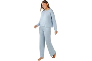 TRAMAS+ Pijama Mujer Entretiempo, Pijama Angorina de Mujer, Conjunto de Camiseta de Manga Larga y Pantalón Largo con Cintura Ajustable Calentito, Conjunto para Mujer