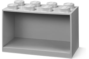 Room Copenhagen Mensola mattoncini Lego 8 manopole, Grigio, One Size