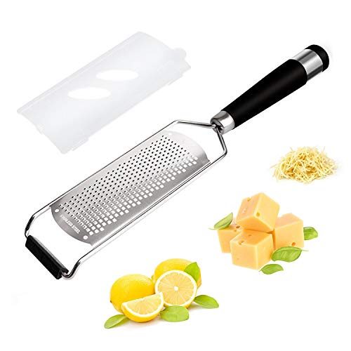 Zester Grater Slicer - Lemon Grater Parmesan Grater, Kitchen Grater, Ginger Grater, Nutmeg Grater, Cheese Grater for Cheese, Chocolate, Lemon, Ginger, Nutmeg, Garlic, Spices, etc. - Stainless Steel