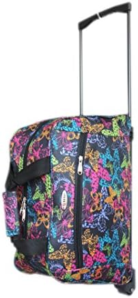 Mens &amp; Ladies Wheeled Holdall Extendable Pull Along Handle (Butterfly Multi)