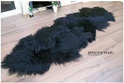 Meryno - Icelandic Sheepskin Double Rug Genuine Black - Black, medium