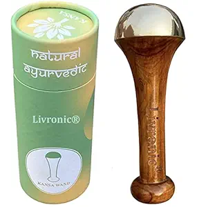 Livronic Kansa wand face Head Foot Back (Small) Bronze Foot Massager With Wooden Handle For Detoxification And Deep Relaxation (Set of 1)