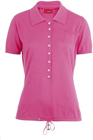 XFORE Ladies Fine Knitted Polo Sweater Short Sleeve Santa Barbara in Cashmere Cotton in Pink, size XL