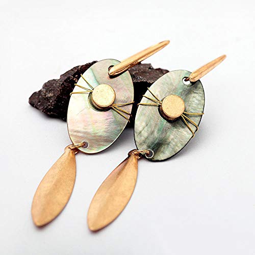 Preisvergleich Produktbild Aoligei Damen Ohrringe, Große Ohrringe Legierung 84mm Europäische und amerikanische kreative natürlichen Schale Blatt Ohrringe Anlass: Party, Hochzeit, Jubiläum, Verlobung, Geburtstagsparty.