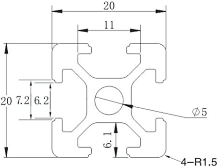 Aluminium moulded plastic (20 x 20) with 4 x 6 mm Grooves and accessories.