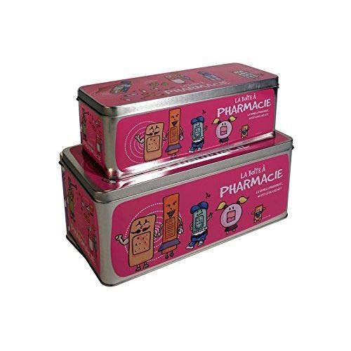 CMP Paris Lot de 2 Boîtes à Pharmacie 2 Tailles 4 Couleurs aléatoire (Rose, Bleu, Violet Vert)