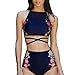 Price comparison product image TAOttAO Women Bikini Set Swimwear Push-Up Padded Geometric Print Bra Swimsuit Beachwear (Blue, S)
