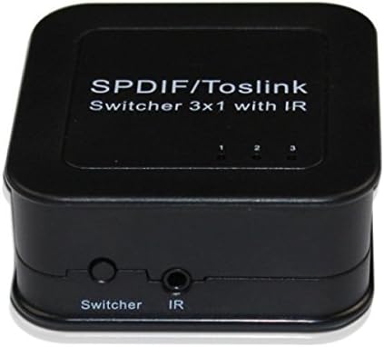 WenL SPDIF / TosLink Digital Audio Switcher 3x1 Support 5.1 DTS PCM With Power Cable And Power Adapter