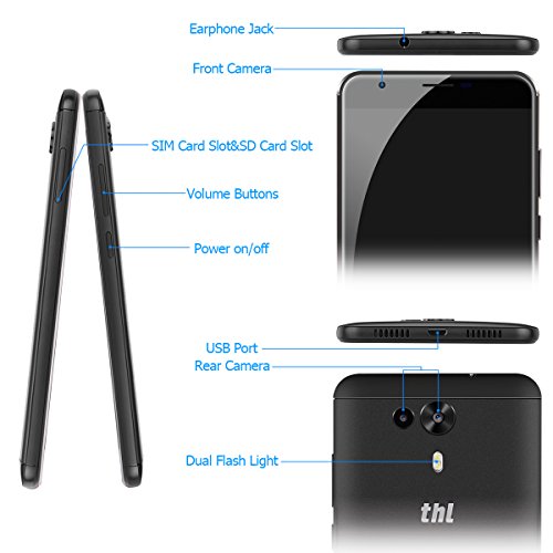 THL Knight 1 Smartphone, 5.5 Pollici FHD IPS Display Android 7.0 4G Telefono Cellulare, MT6750T Octa-Core 1.5GHz, 3GB RAM + 32GB ROM, 13.0MP Doppia Telecamera Posteriore / 8.0MP, Dual Sim 3100mAh Batteria WiFi Hotkont GPS OTG Cellulare -Nero
