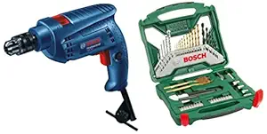 Bosch GSB 501 500-Watt Professional Impact Drill Machine (Blue) with Bosch X50Ti Drill Bit Set (50-Pieces)