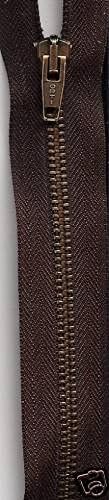 OPTI Antique Brass Metal Open End Zips 75cm Brown - Each