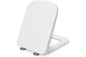 Pipishell Square Toilet Seat, Soft Close Seat White with Quick Release, Simple Top Fixing, Heavy Duty UF Material Anti-Bacterial Seats Stainless Adjustable Hinges (35.1 x46.1cm)
