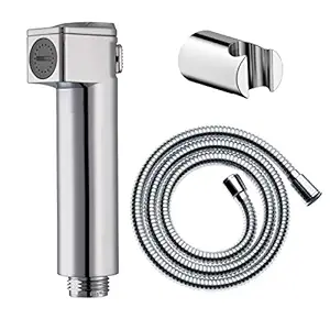 Marcoware ABS Flow Adjustable Health Faucet with 1 Meter SS 304 Hose & Wall Hook , Chrome , Polished Finish