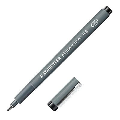 STAEDTLER Feutre pointe calibrée baguée métal 0,8 mm, encre noire pigmentée infalsifiable résiste aux UV