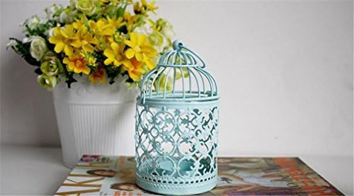 YANFEI Candlestick American Iron Ornaments Hollow Simple Creative Fashion Candle Holder Lantern Cage Creative Handicrafts Home Decorations , blue c