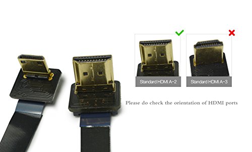 FPV HDMI Kabel Mini HDMI männliche Schnittstelle 90 Grad zum Standard HDMI Mann 90 Grad für bürstenlose Kardanische Handgriff Kardanische Drohne dsrl Kardanische Multicopter Luftbild Fotografie schwarz 20cm - 6