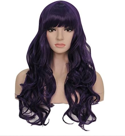 ShowPower Natural Fluffy and Fashionable Women's Long Wavy Curly Purple Heat Resistant Hair Wig For Halloween Cosplay and Daily Use LJ2056