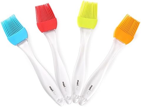 Mari Chef - Set of 4 Multi-Coloured Flexible Silicone Brushes for Basting BBQ Pastry Baking Grilling Camping, Heatproof and Dishwasher Safe