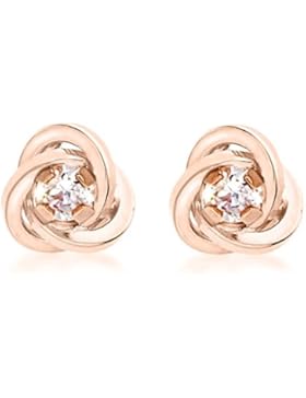 Carissima Gold Damen-Ohrstecker 18ct Knot Stud Earrings 750 Rotgold Zirkonia transparent Rundschliff - 7.58.7263