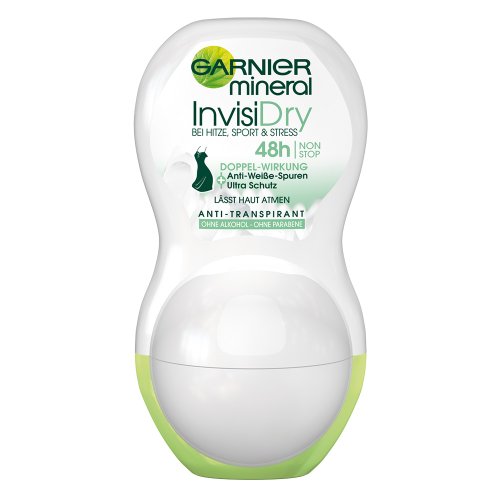 Garnier Mineral Deodorant InvisiDry - Deo Roll-On Frauen 48h Non-Stop Protection / angereichert mit Mineralite (dermatologisch getestetes Antitranspirant - alkoholfrei, parabenefrei) 3 x 50 ml
