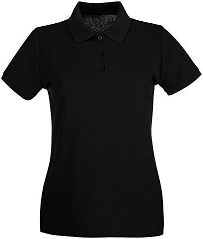 Ladies & Girls Pique Polo T Shirts Sizes 8 to 22 - WORK CASUAL SPORTS LEISURE (18 / XXL, BLACK)