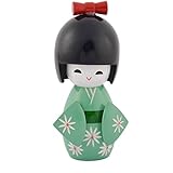 sourcingmap® Home Wooden Flower Pattern Kimono Decorative Girl Japanese Kokeshi Doll