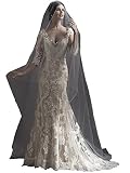 Heiraten Sie Spitzenbesatz Mitte Ärmeln Spitze Meerjungfrau Hochzeit Kleid uka0024 Gr. Medium, elfenbeinfarben