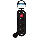 Garza - Power strip 3 sockets with switch 1.4 m Earth socket 3680W Black