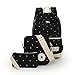 Produktbild Wewod Damen Casual Rucksack Schulrucksack Canvas Mädchen/Damen Schul Rucksack Set, Schulranzen + Schultertasche / Messenger Bag + Purse Große 3PCS (schwarz)