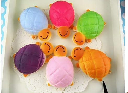 Random Colorful Squishy Bread Color Bun Turtle Charms (5pcs)