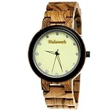 Handgefertigte Holzwerk Germany® Designer Herren-Uhr Öko Natur Holz-Uhr Armband-Uhr Analog Klassisch Quarz-Uhr Braun Leuchtendes Ziffernblatt
