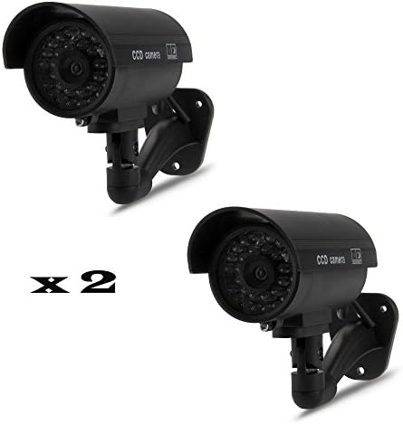 CAMARA SIMULADA Security x2 units Surveillance Battery-Operated LED Light for Wall