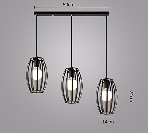 SltillCoel Antique chandeliers modern minimalist creative iron industrial retro Light Bar Coffee Shop, black waist drum-pad warm light