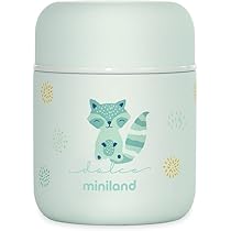 Termo Para Bebé Miniland Valencia - Acero Inoxidable Doble Capa, 240 Ml, Mantiene Frío Y Calor Por Horas