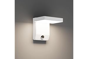 K-Bright 20 W 1540 lm Zewnętrzna lampa z czujnikiem ruchu, światło zewnętrzne regulowany kąt świecenia 4000K, lampa ścienna IP65 (biała)