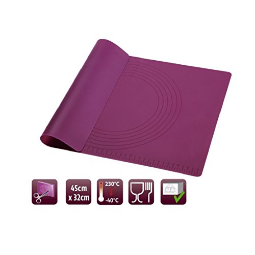 Xavax Backmatte Silikon Groß 45 x 32cm (antihaftbeschichtet, zuschneidbar, wiederverwendbar, ideal für Pizza, Kuchen, Biskuit, Fondant, spülmaschinengeeignet) Backpapier brombeer - 2