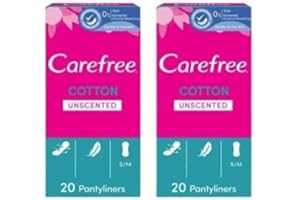 NORTHERNSCAPE Carefree Cotton Feel | Unscented | Normal Panty Liners Breathable | 2 x 20 Each | 40 Pantyliners in Total | Sanitary Towels | Long Lasting |