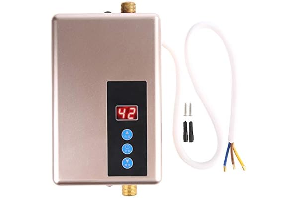Garosa Mini chauffe-eau instantané, plusieurs mesures de sécurité pour chauffe-eau instantané, alimentation en eau chaude pour le refroidissement, température maximale 55 °C, 220 V, 5,5 kW (or)